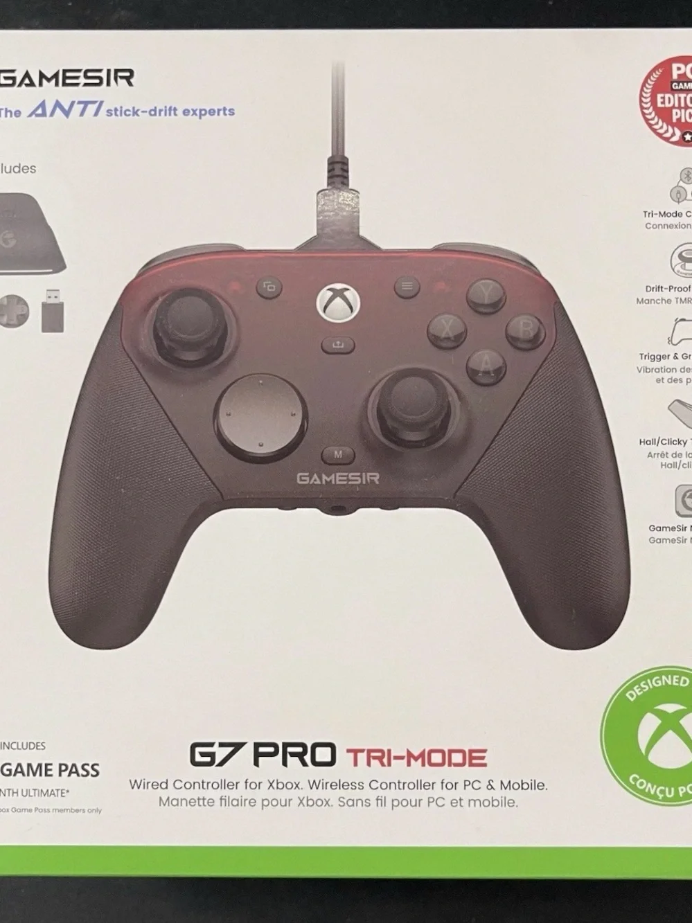 GameSir G7 Pro Tri-Mode Wireless/Wired Controller Xbox/PC/Android Black/Red